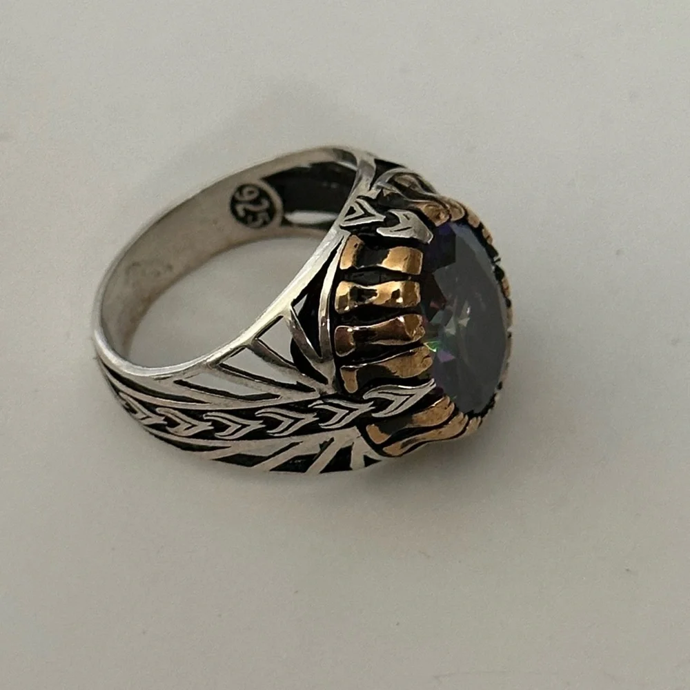 925 Silver mystic topaz ring purple green yellow blue mix multi multiple colors